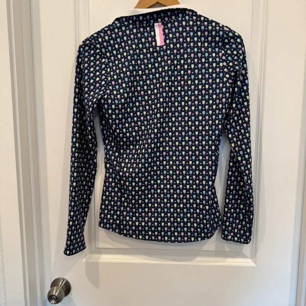 NWT Rhoback Women’s Pickleball Paddle Print Quarter Zip Pullover Top XS - Picture 3 of 6